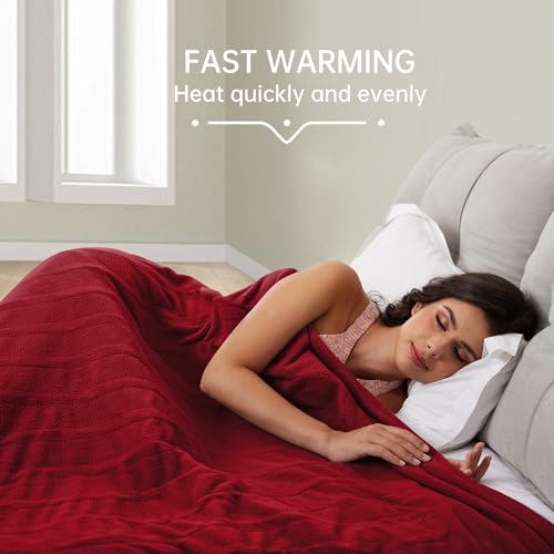 Burgundy Electric Heated Blanket for Full Size Bed