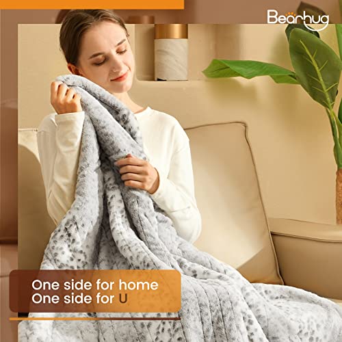 Bearhug Electric Heated Throw Blanket, Reversible Faux Fur & Sherpa