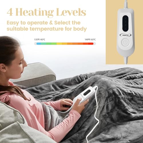 Electric Throw Blanket 50"x60" - 4 Heating Levels, Over-Heat Protection, ETL Certified