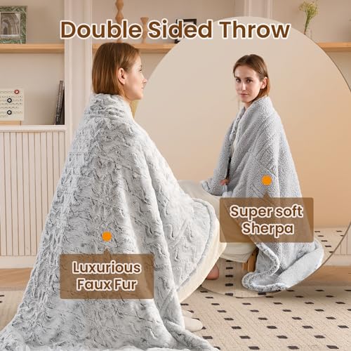 Bearhug 6-Setting Heated Blanket, 4-Hour Auto Shut-Off, Luxurious Faux Fur & Sherpa, Machine Washable