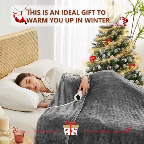 JKMAX Electric Heated Bed Blanket - 10 Heating Levels, ETL Certified, Overheat Protection